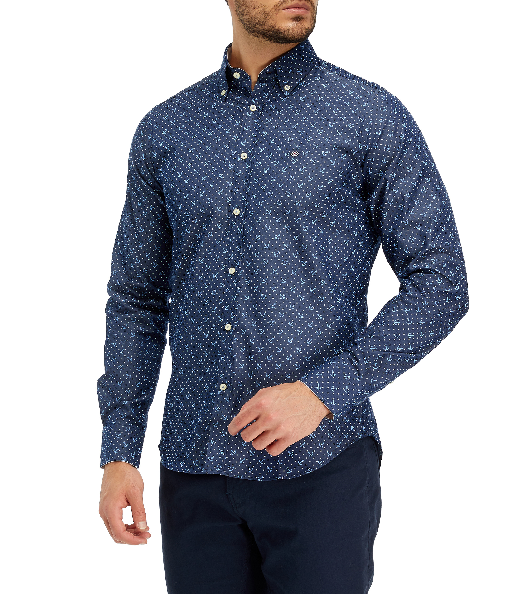 Pol Cotton Camisa con anclas manga larga Hombre El Palacio de Hierro